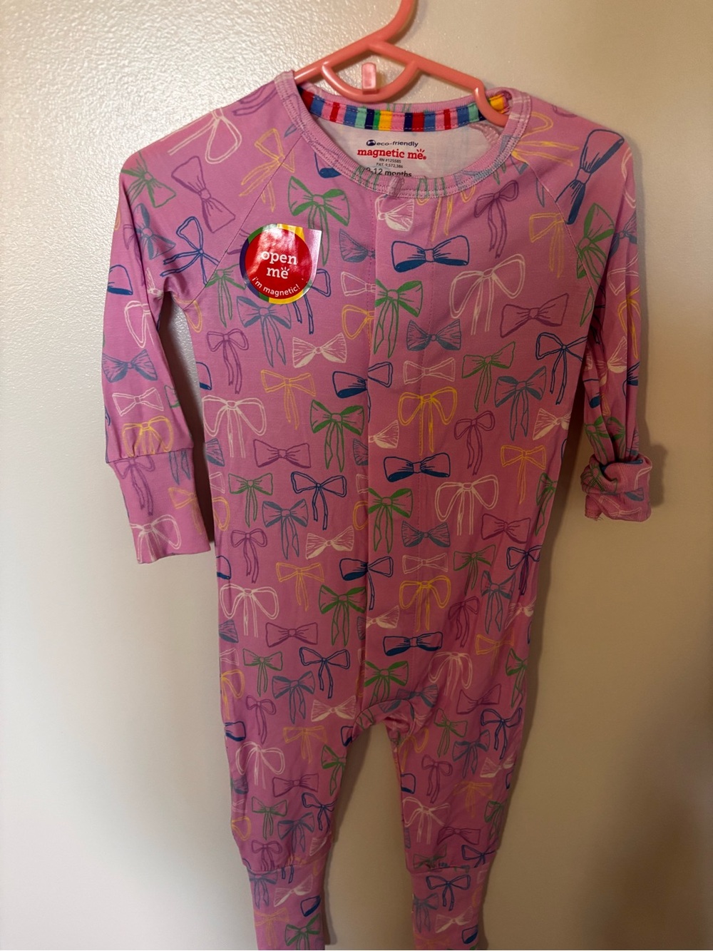 Magnetic Me Pink Bow-Print Footie One-Piece